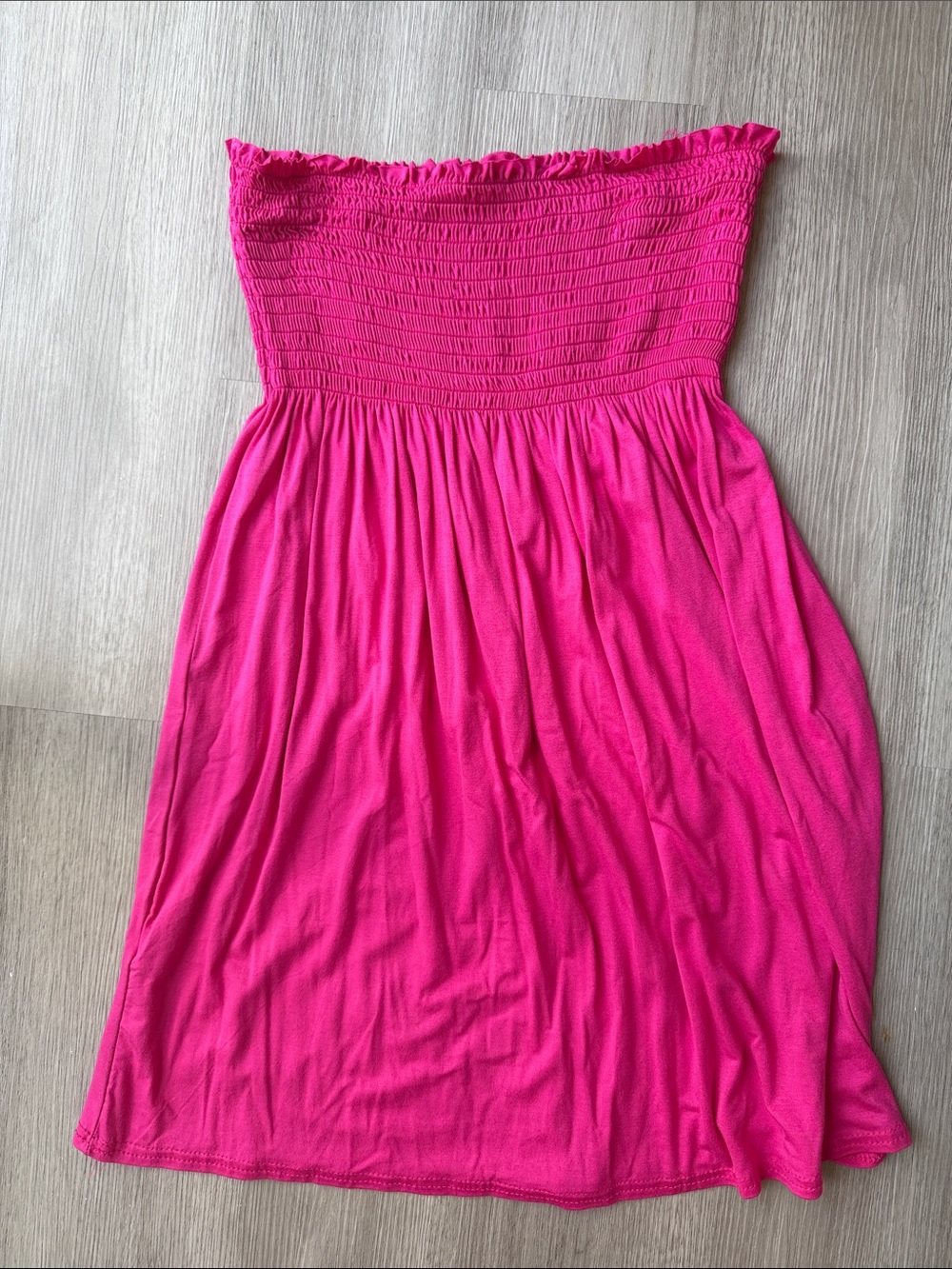 Hot Pink Strapless Swim Coverup Dress